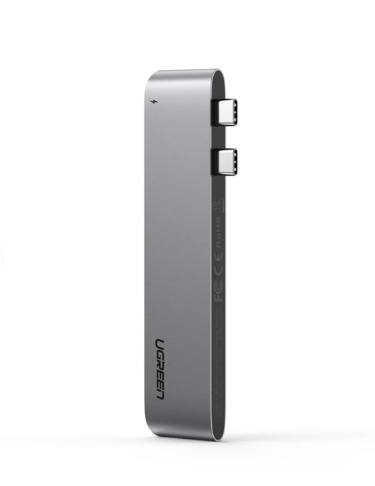 UGREEN CM251 USB-C -keskitin Apple MacBook Pro / Air, 3 x USB-A 3.0 - 1 x USB-C - 1 x SD - 1 x microSD, Harmaa