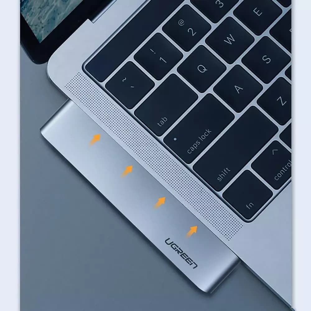 UGREEN CM251 USB-C -keskitin Apple MacBook Pro / Air, 3 x USB-A 3.0 - 1 x USB-C - 1 x SD - 1 x microSD, Harmaa