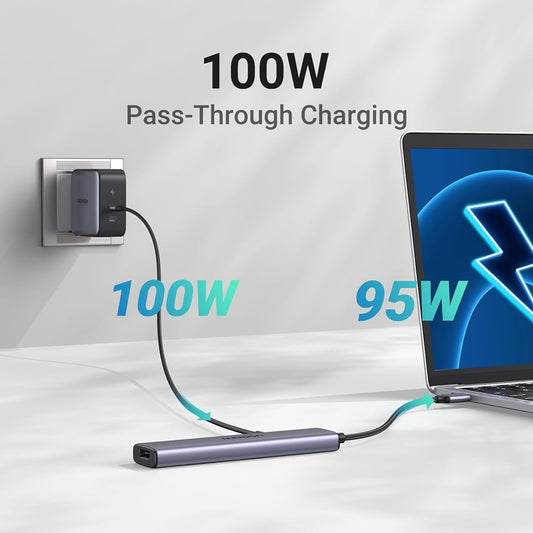 Hub USB-C UGREEN CM478, 1 x USB-A 3.0 - 2 x USB-A - 1 x USB-C - 1 x HDMI, Harmaa