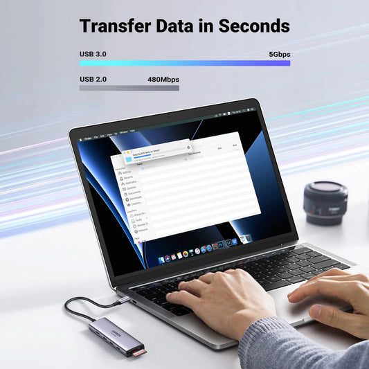 UGREEN CM511 USB-C Hub (60383), 3 x USB-A 3.2 - 1 x HDMI - 1 x SD - 1 x microSD, Gray