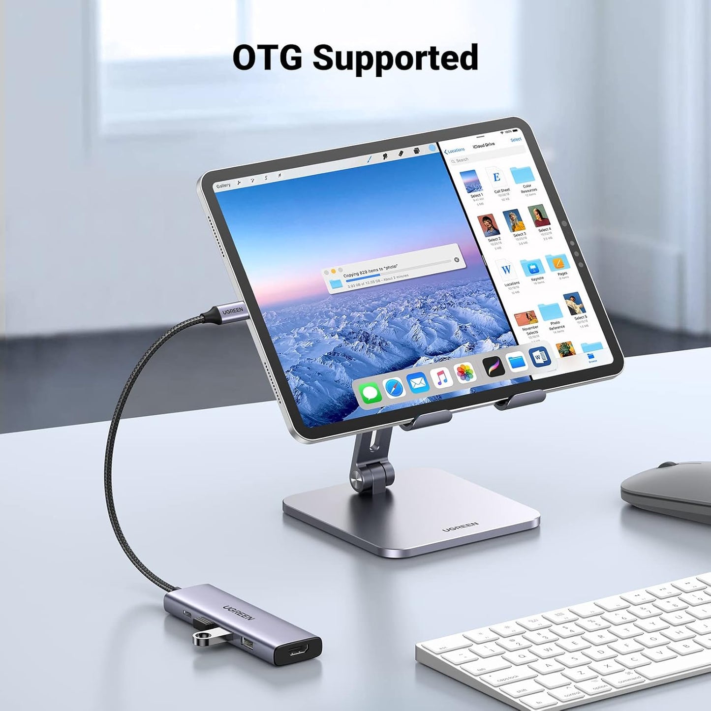 Hub USB-C UGREEN CM511, 3 x USB-A 3.0 - 1 x USB-C - 1 x HDMI, Harmaa