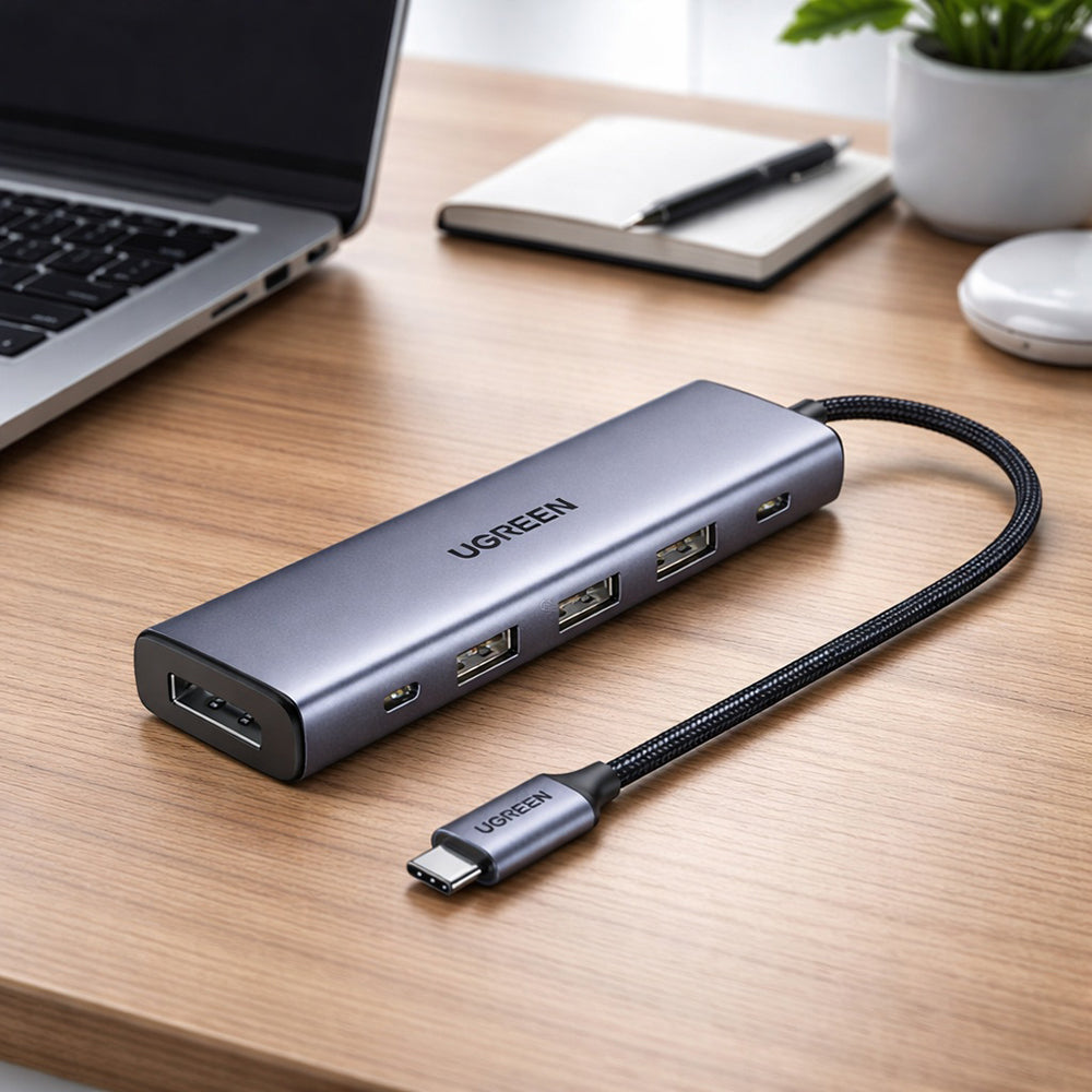 Hub USB-C UGREEN CM511 (75642), 6in1, Harmaa