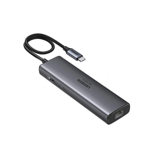 Hub USB-C UGREEN CM512 (45000), 2 x USB-A 3.2 - 2 x USB-C - 1 x HDMI - 1 x RJ45, Harmaa
