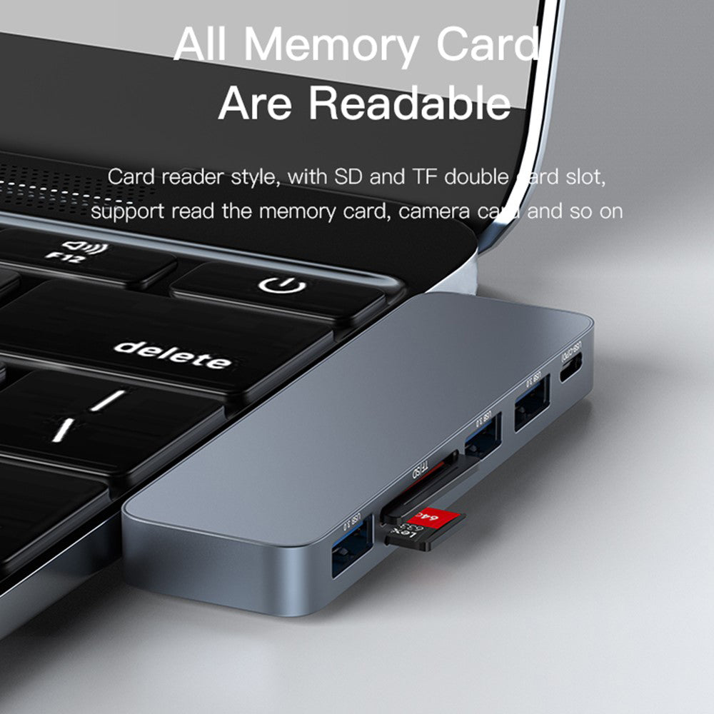 Yesido HB10 USB-C -keskitin Apple MacBook Pro / Air, 6in1, Harmaa