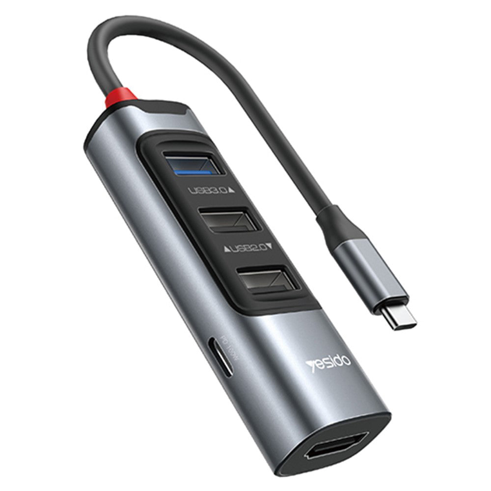 USB-C-hubi Yesido HB22, 5in1, harmaa