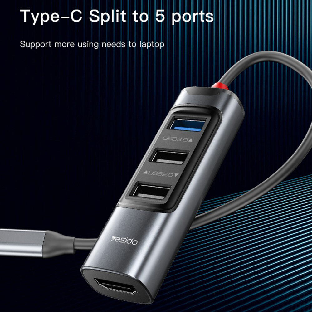 USB-C-hubi Yesido HB22, 5in1, harmaa