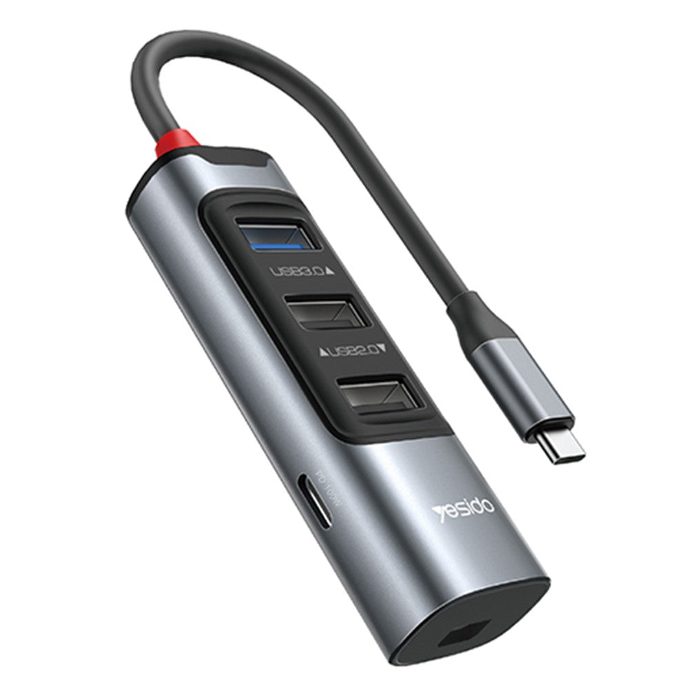 USB-C-hubi Yesido HB24, 5in1, harmaa