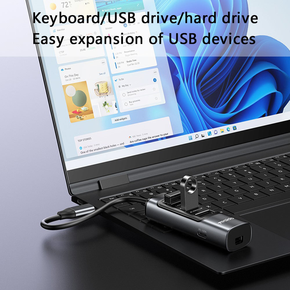 USB-C-hubi Yesido HB24, 5in1, harmaa