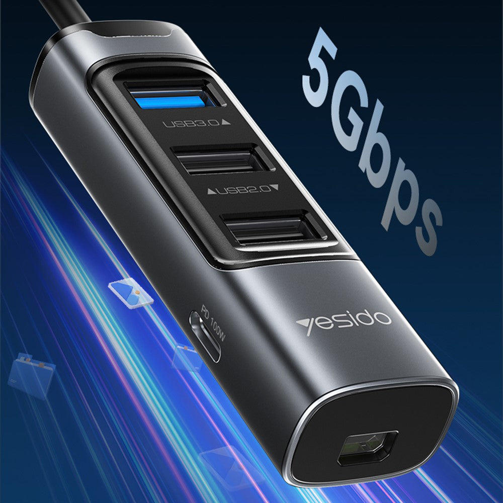 USB-C-hubi Yesido HB24, 5in1, harmaa