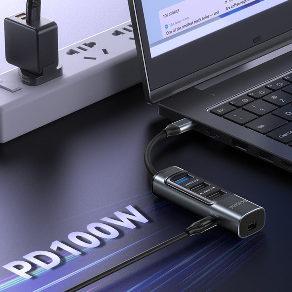 USB-C-hubi Yesido HB24, 5in1, harmaa