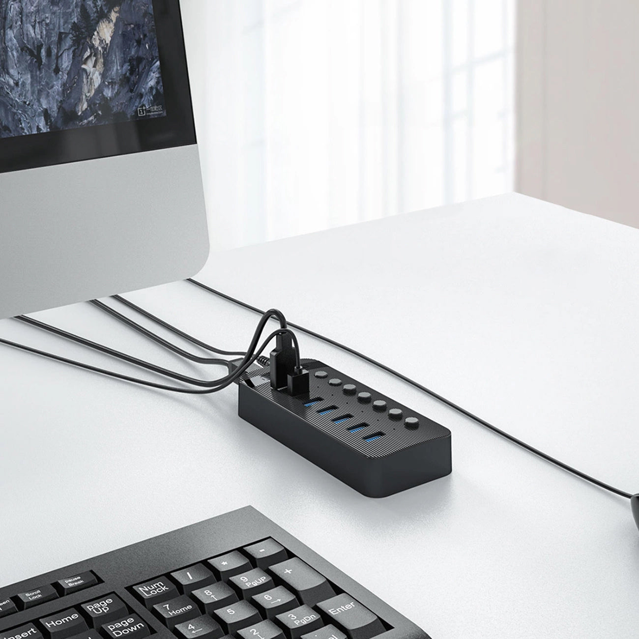 USB-hubi Orico CT2U3-7AB, 7 x USB-A 3.0, Musta