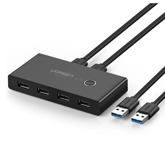 USB-keskitin UGREEN US216 Kahden jakamisen kytkentärasia, 4 x USB-A 3.0, musta