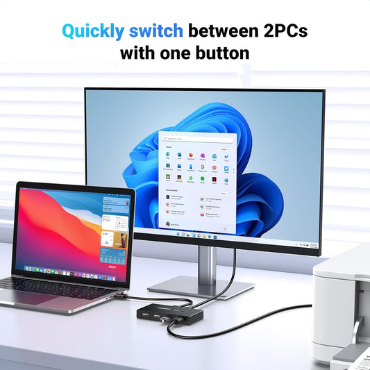 USB-keskitin UGREEN US216 Two Sharing Switch Box, 4 x USB-A, musta