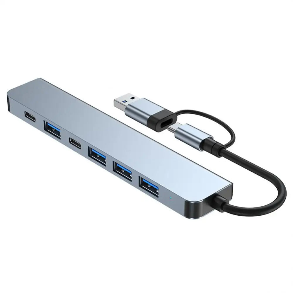 USB / USB-C -keskitin Techsuit H6 DataBridge, 7in1, Harmaa