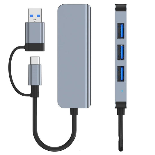 USB / USB-C Techsuit H8 DataBridge, 4in1, Harmaa