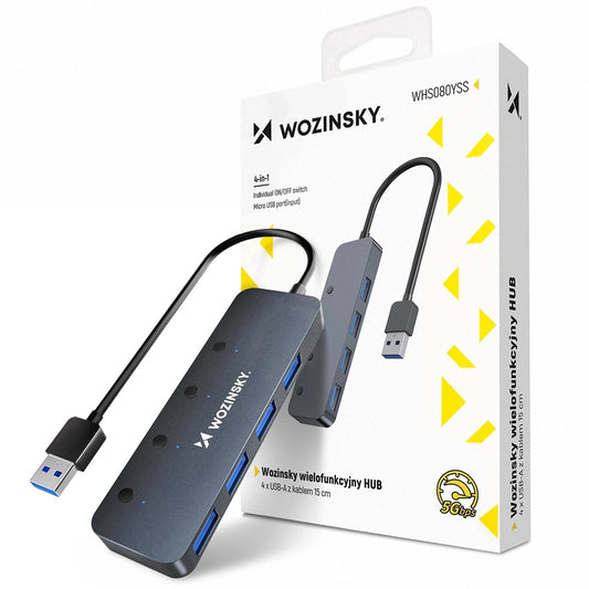 USB-hubi WZK WHS080YSS, 4 x USB-A 3.0, Harmaa