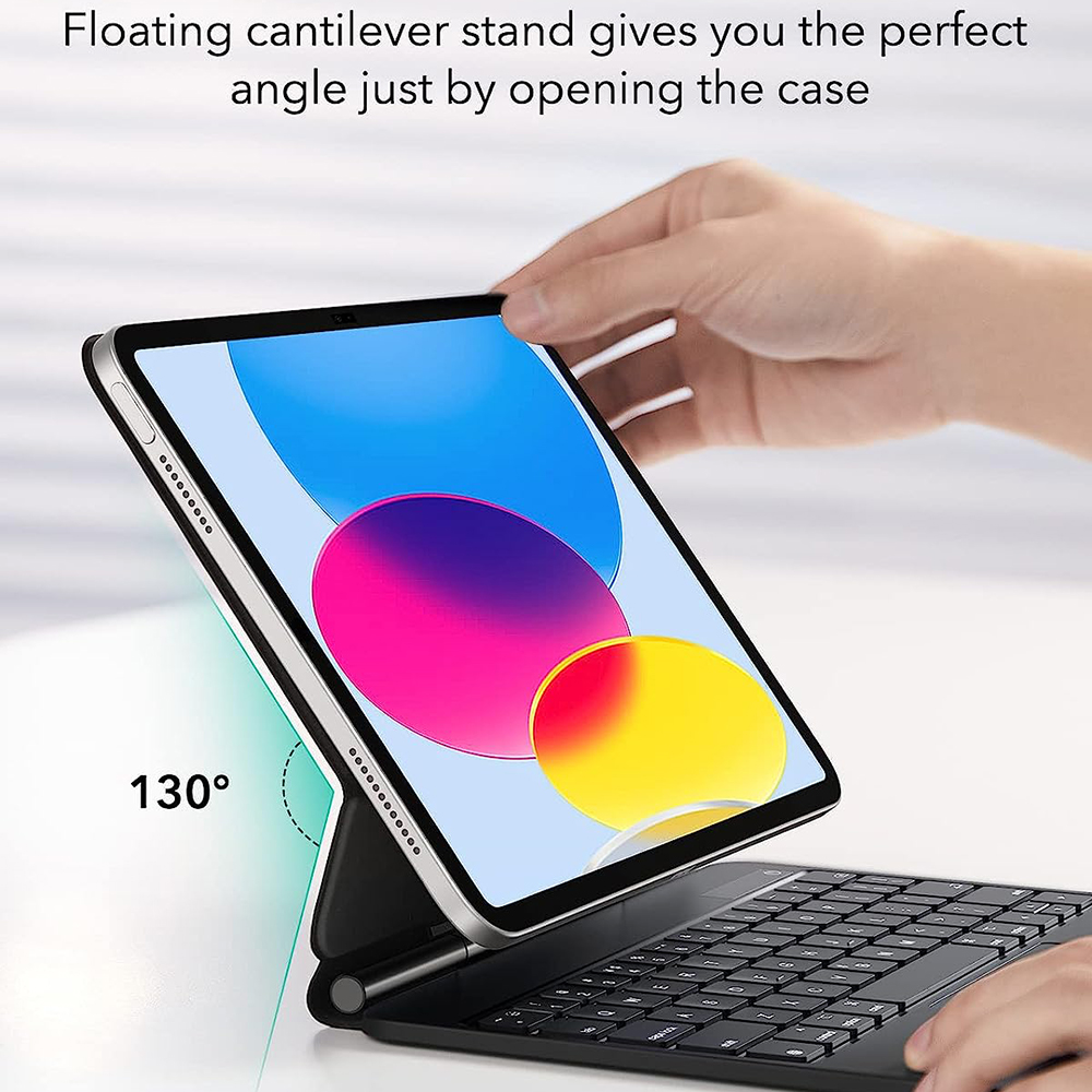 Näppäimistökotelo Apple iPadille (2025) / (2022), ESR, Rebound, Musta, Uudelleenpakattu