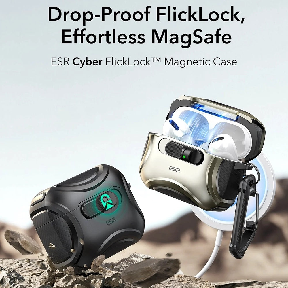 ESR Cyber FlickLock -kotelo Apple AirPods Pro 3:lle, Harmaa
