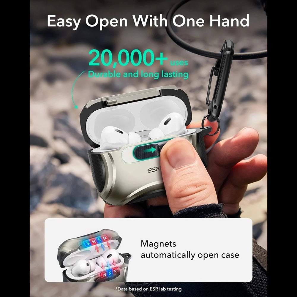 ESR Cyber FlickLock -kotelo Apple AirPods Pro 3:lle, Harmaa