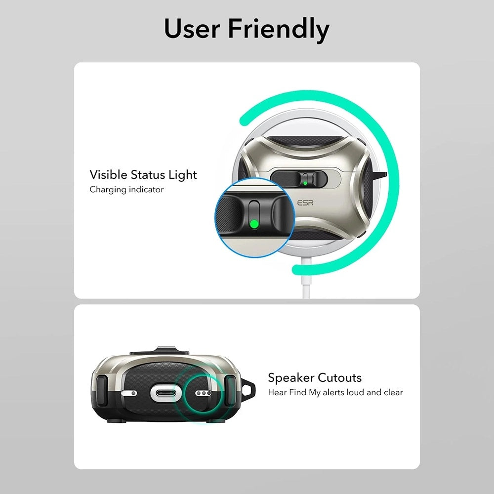 ESR Cyber FlickLock -kotelo Apple AirPods Pro 3:lle, Harmaa