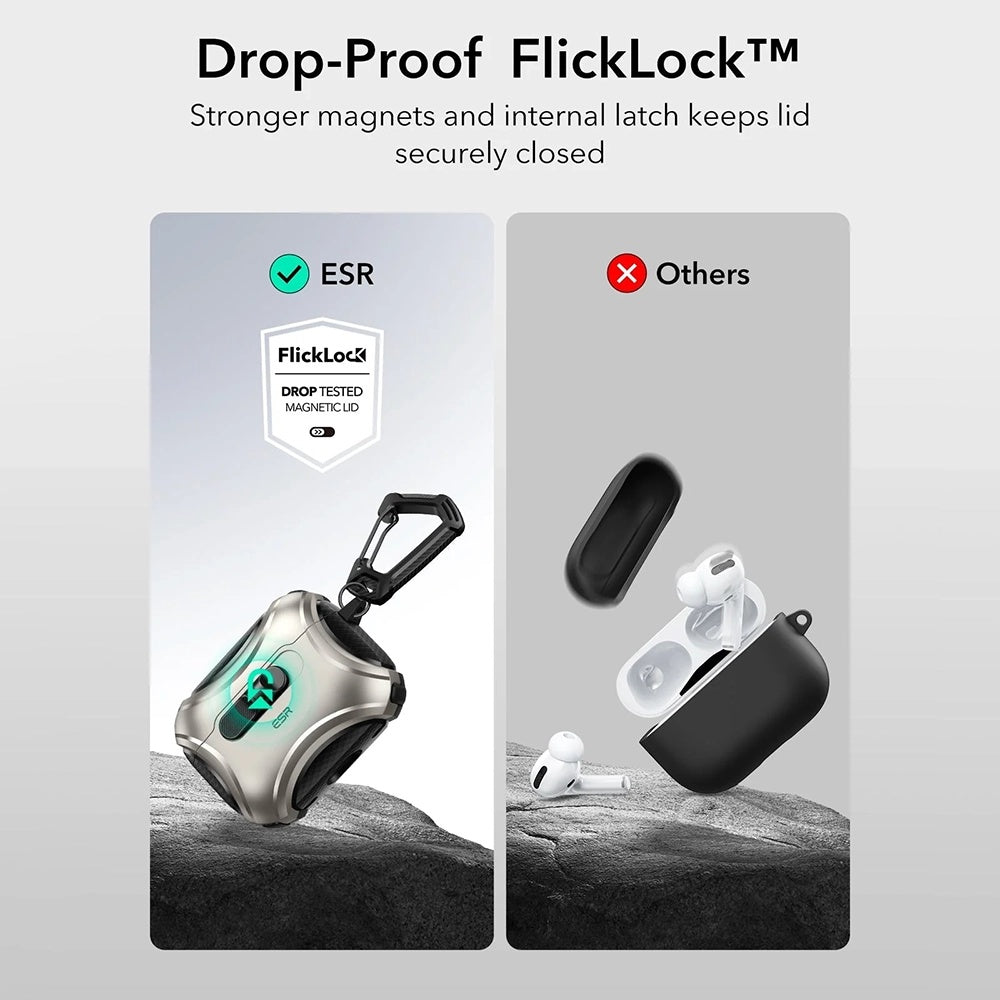 ESR Cyber FlickLock -kotelo Apple AirPods Pro 3:lle, Harmaa