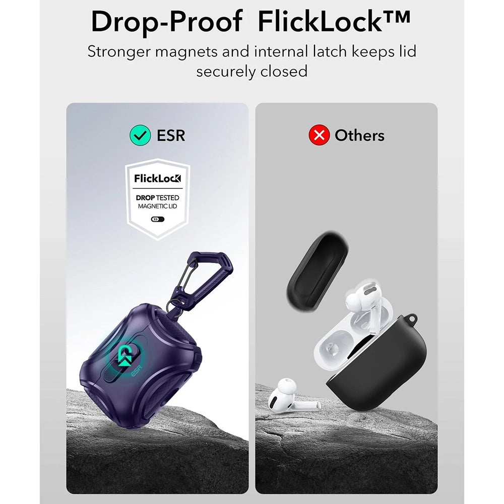 ESR Cyber FlickLock -kotelo Apple AirPods Pro 3:lle, Violetti