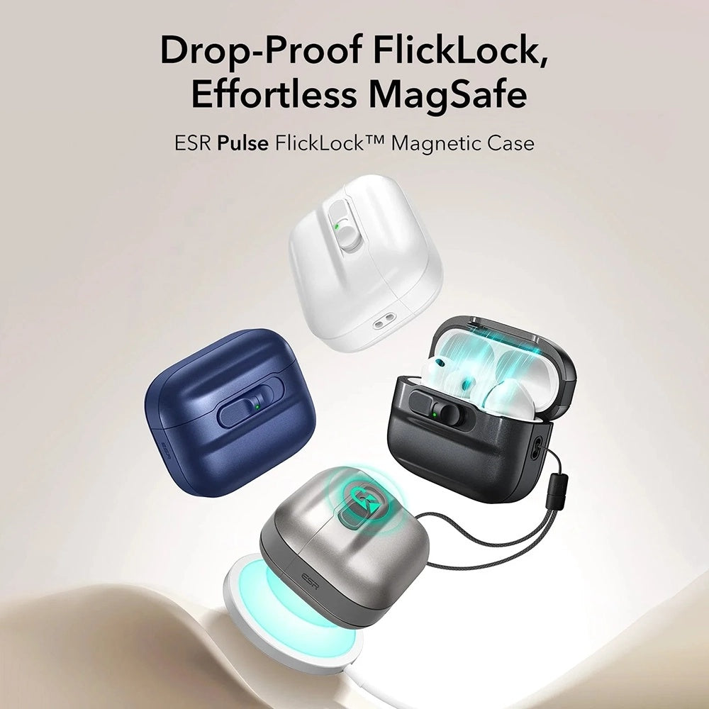 ESR Pulse Magnetic FlickLock -kotelo Apple AirPods Pro 3:lle, Valkoinen