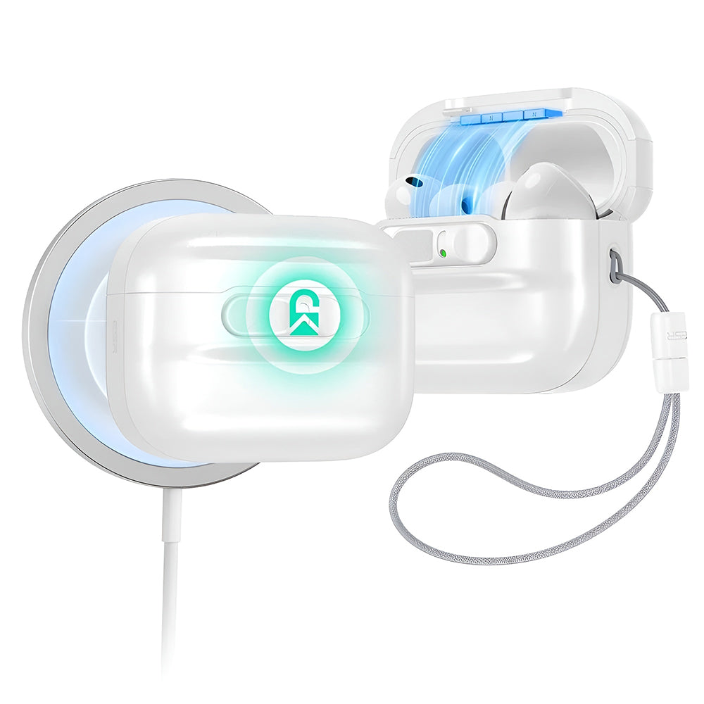 ESR Pulse Magnetic FlickLock -kotelo Apple AirPods Pro 3:lle, Valkoinen