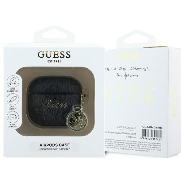 Guess 4G Charm -kotelo Apple AirPods 4:lle, Musta