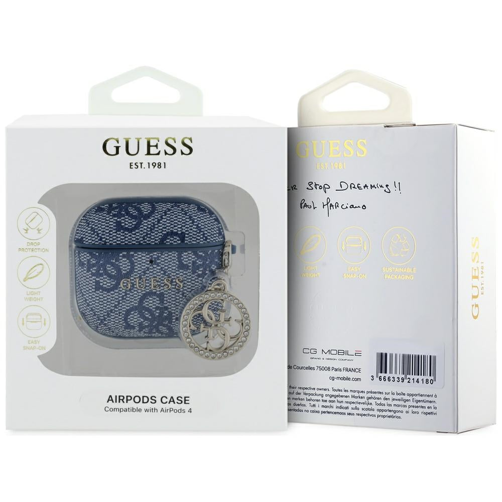 Guess 4G Strass Charm -kotelo Apple AirPods 4:lle, Sininen