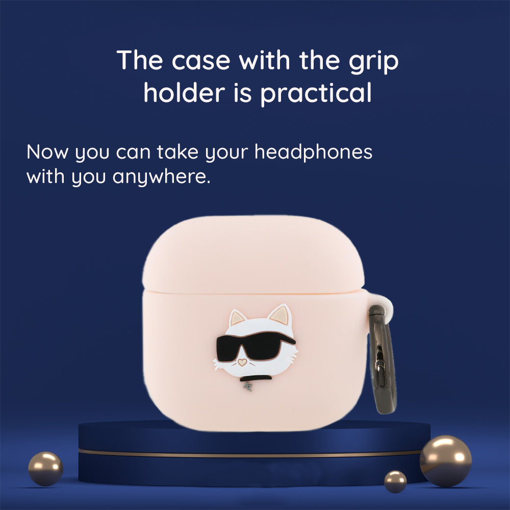 Karl Lagerfeld 3D Karl's Head -suojakotelo Apple AirPods 4:lle, Musta
