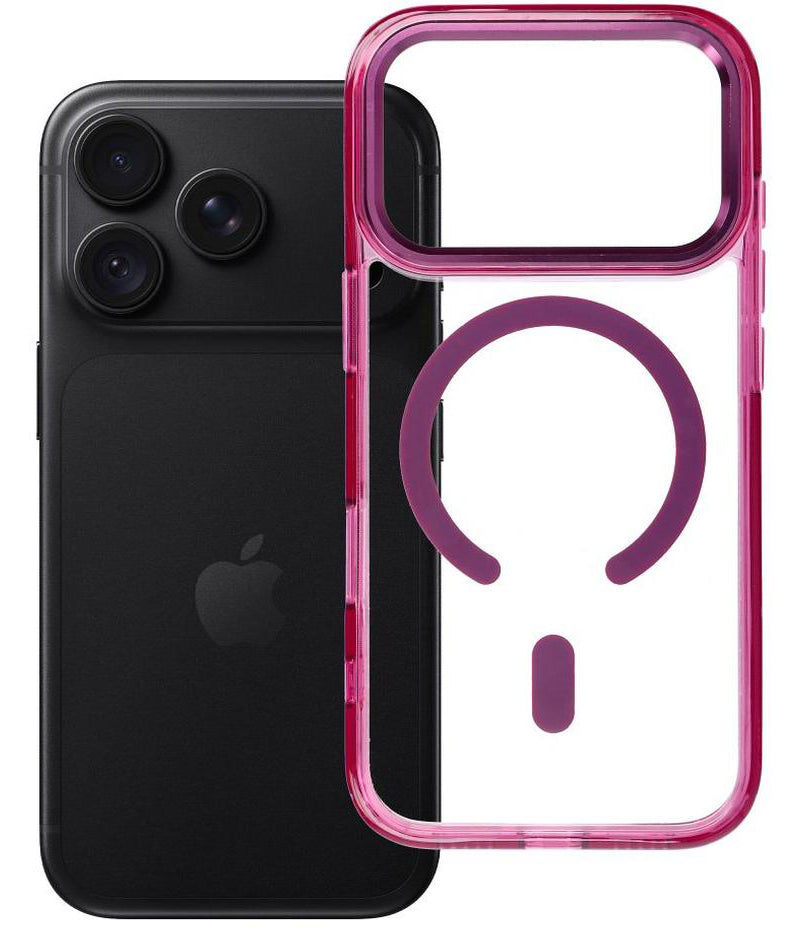 MagSafe-suojakuori Apple iPhone 18 Pro / iPhone 17 Pro -puhelimelle, OEM, Frame Clear Hybrid, viininpunainen