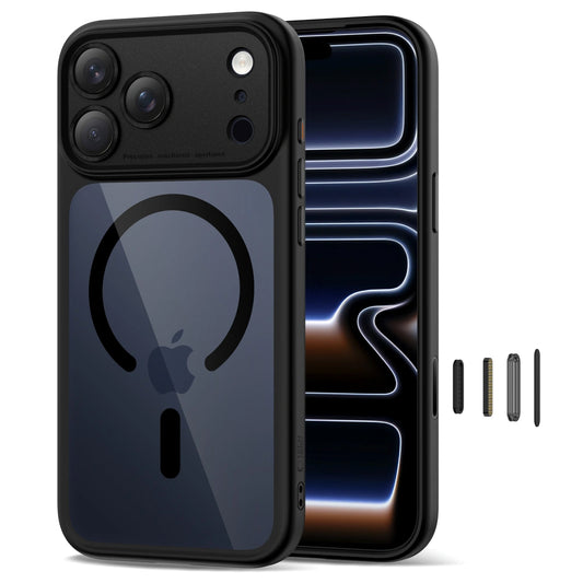 MagSafe-kuori Apple iPhone 17 Pro Maxille, Tech-Protect, MagPeak, Musta Läpinäkyvä