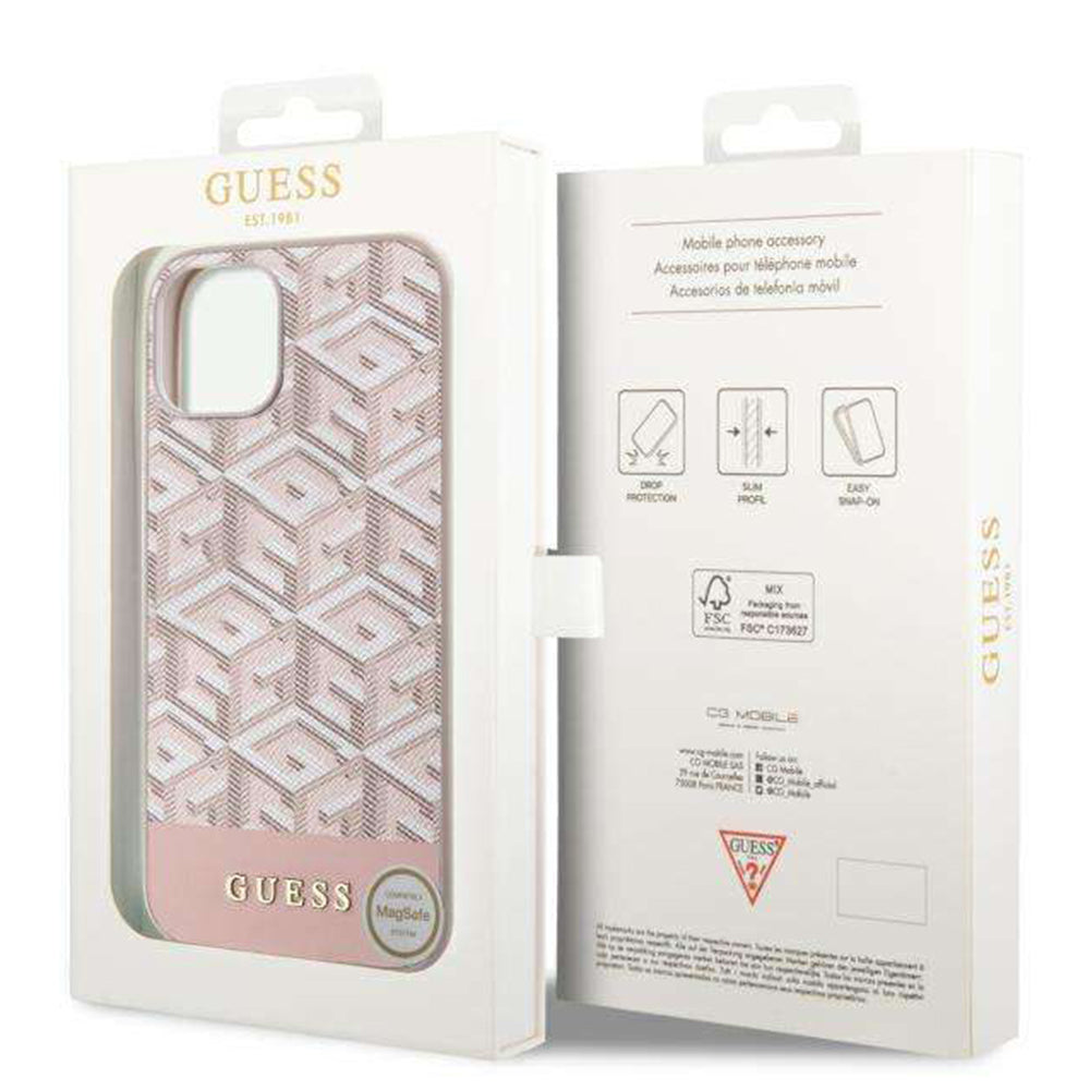 MagSafe-kotelo Apple iPhone 14:lle, Guess, GCube Stripes, Pinkki