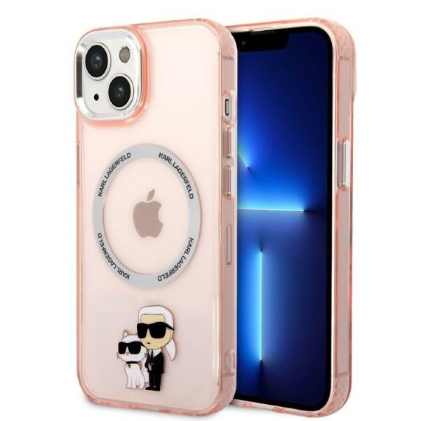 MagSafe-kotelo Apple iPhone 14:lle, Karl Lagerfeld, Ikonik Karl & Choupette, Pinkki