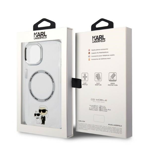 MagSafe-kotelo Apple iPhone 14 Plus -puhelimelle, Karl Lagerfeld, Ikonik Karl & Choupette, Läpinäkyvä