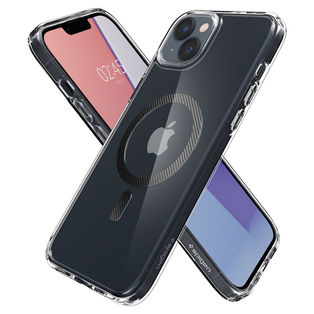 MagSafe-kotelo Apple iPhone 14 Plus -puhelimelle, Spigen, Ultra Hybrid Carbon, Läpinäkyvä