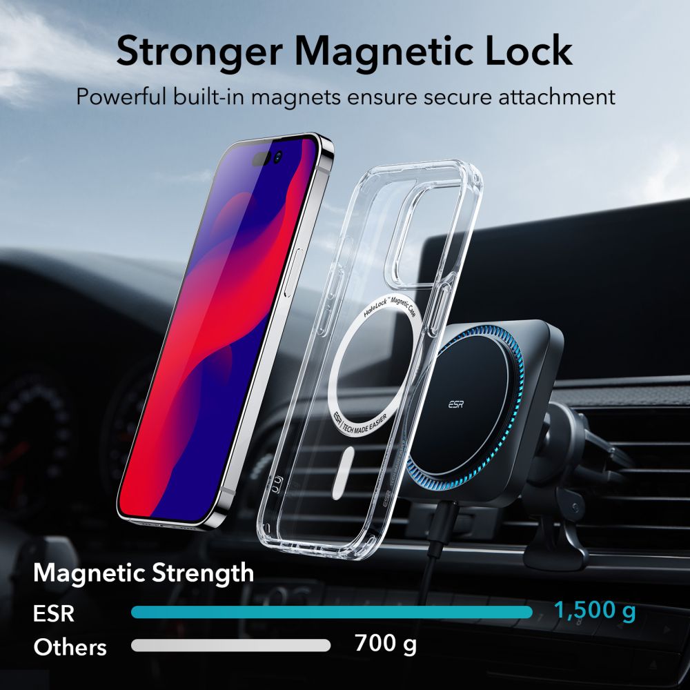 MagSafe-kotelo Apple iPhone 14 Prolle, ESR, Classic Hybrid, Läpinäkyvä