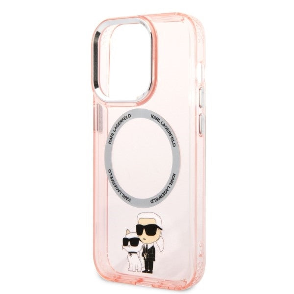 MagSafe-kotelo Apple iPhone 14 Prolle, Karl Lagerfeld, Ikonik Karl & Choupette, Pinkki