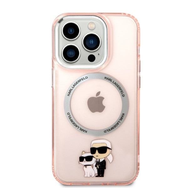 MagSafe-kotelo Apple iPhone 14 Prolle, Karl Lagerfeld, Ikonik Karl & Choupette, Pinkki