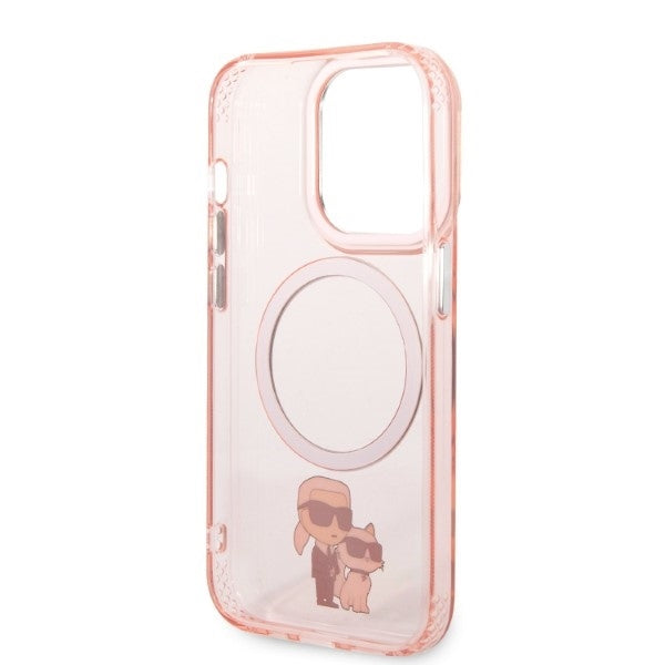 MagSafe-kotelo Apple iPhone 14 Prolle, Karl Lagerfeld, Ikonik Karl & Choupette, Pinkki