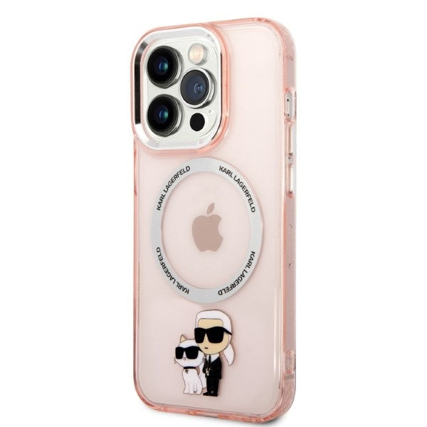 MagSafe-kotelo Apple iPhone 14 Prolle, Karl Lagerfeld, Ikonik Karl & Choupette, Pinkki