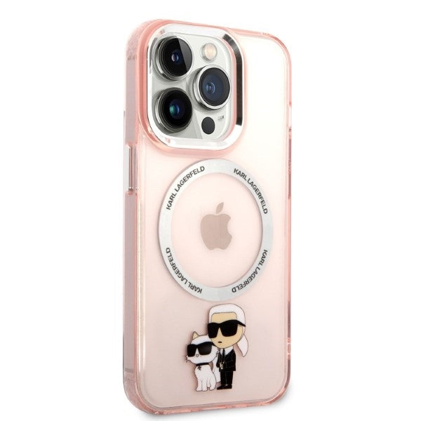 MagSafe-kotelo Apple iPhone 14 Prolle, Karl Lagerfeld, Ikonik Karl & Choupette, Pinkki