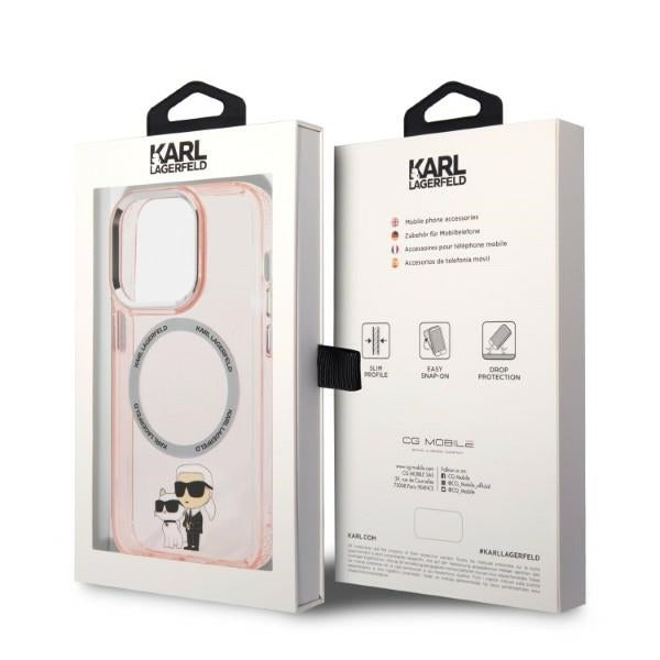 MagSafe-kotelo Apple iPhone 14 Prolle, Karl Lagerfeld, Ikonik Karl & Choupette, Pinkki