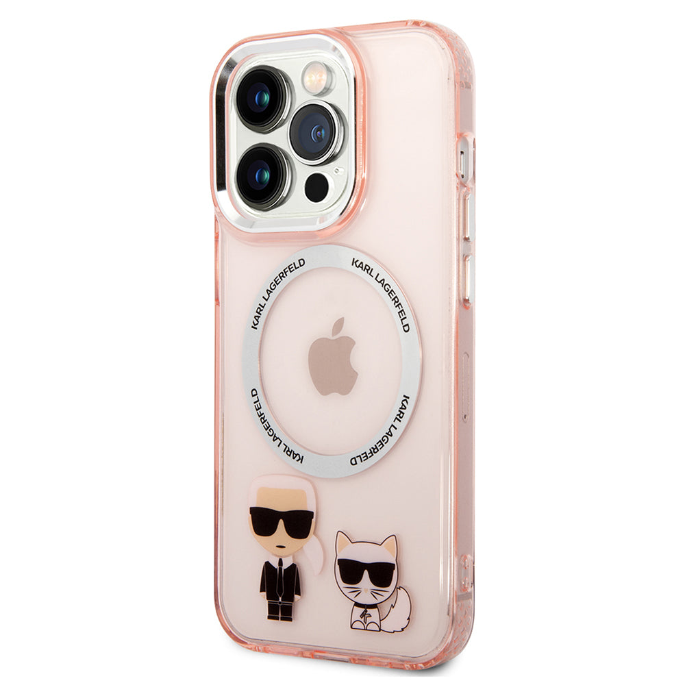 MagSafe-kotelo Apple iPhone 14 Prolle, Karl Lagerfeld, Karl & Choupette Aluminium, Pinkki