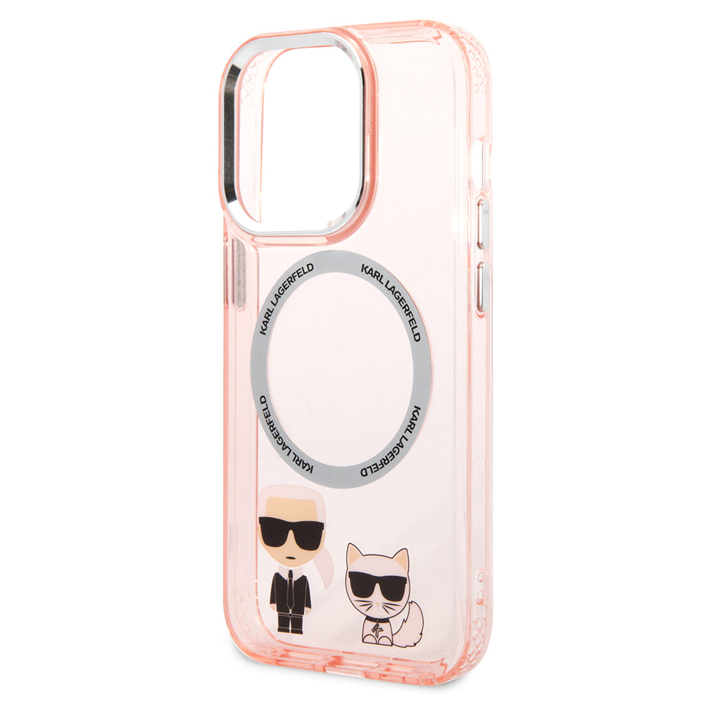 MagSafe-kotelo Apple iPhone 14 Prolle, Karl Lagerfeld, Karl & Choupette Aluminium, Pinkki
