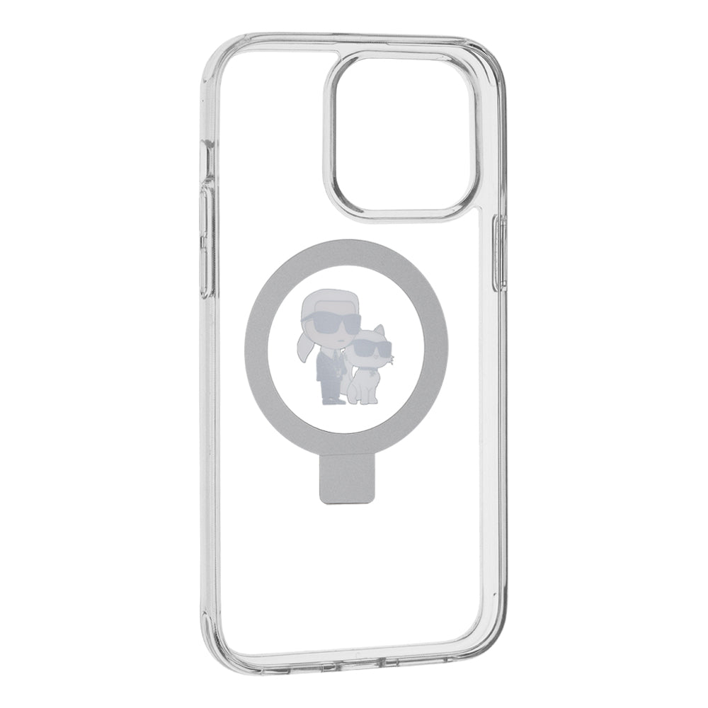 MagSafe-kotelo Apple iPhone 14 Prolle, Karl Lagerfeld, Ring Stand Karl & Choupette, Valkoinen