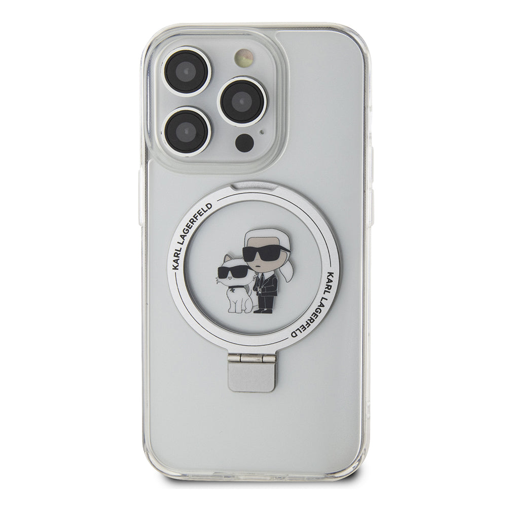 MagSafe-kotelo Apple iPhone 14 Prolle, Karl Lagerfeld, Ring Stand Karl & Choupette, Valkoinen