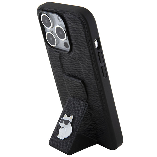 MagSafe-kotelo Apple iPhone 14 Prolle, Karl Lagerfeld, Saffiano Gripstand Choupette, Musta