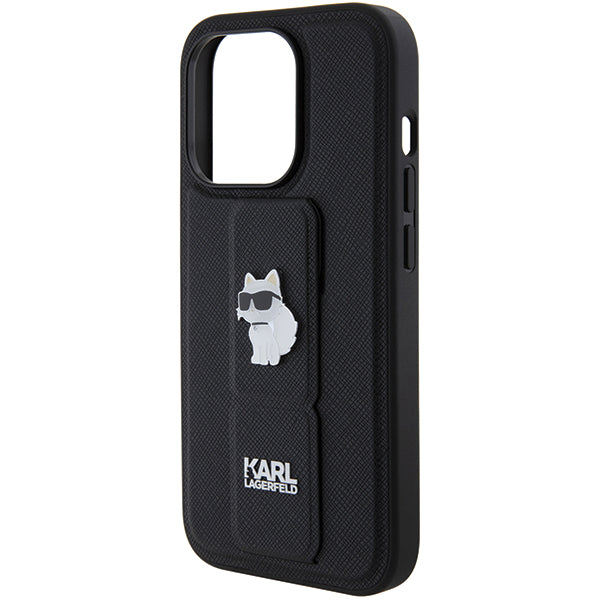MagSafe-kotelo Apple iPhone 14 Prolle, Karl Lagerfeld, Saffiano Gripstand Choupette, Musta